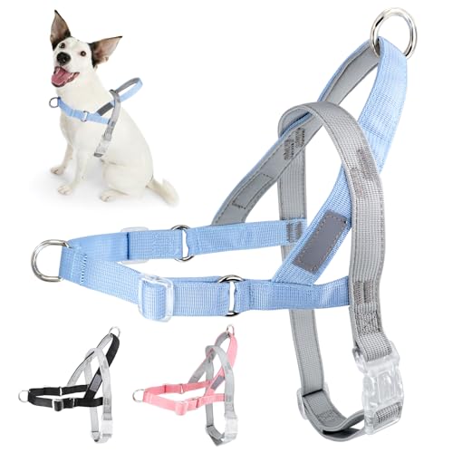Comfluxe Freedom Hundegeschirr für kleine und mittelgroße Hunde, weich gepolstert und leicht zu laufen, verstellbare Hals- und Brustgeschirr, reflektierende Streifen, ausbruchsicher, leicht zum von Comfluxe