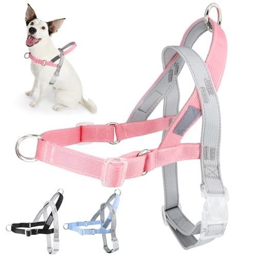 Comfluxe Freedom Hundegeschirr für kleine und mittelgroße Hunde, weich gepolstert und leicht zu laufen, verstellbare Hals- und Brustgeschirr, reflektierende Streifen, ausbruchsicher, einfach für von Comfluxe