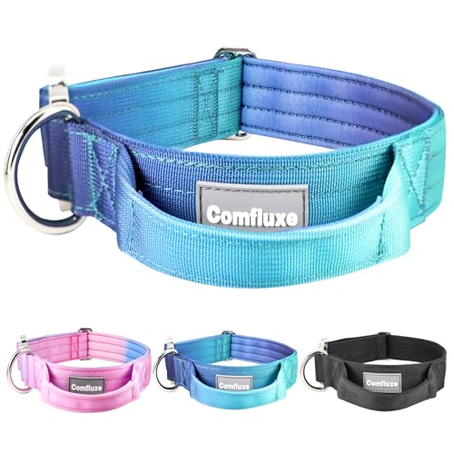 Comfluxe Strapazierfähiges Hundehalsband mit Griff, 3,8 cm breit, taktisches Militär-Hundehalsband, verstellbares Nylon-Hundehalsband mit Schnellverschluss-Metallschnalle für mittelgroße und große von Comfluxe