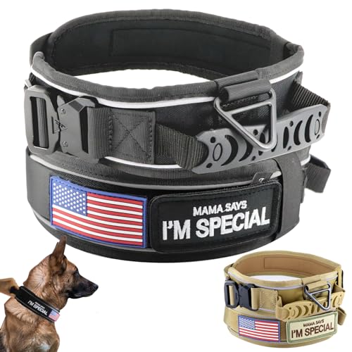 Comfluxe Taktisches Hundehalsband, strapazierfähig, reflektierendes Hundehalsband mit Griff, Dickes Hundehalsband für mittelgroße und große Hunde, 6,6 cm breit, Militär-Hundehalsband mit von Comfluxe