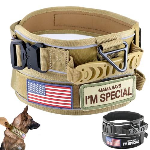 Comfluxe Taktisches Hundehalsband, strapazierfähig, reflektierendes Hundehalsband mit Griff, dickes Hundehalsband für mittelgroße und große Hunde, 6,6 cm breit, Militär-Hundehalsband mit von Comfluxe