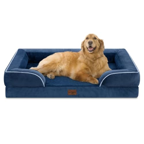 Comfort Expression Extra großes Hundebett, wasserdicht, orthopädisches Schaumstoffbett mit Nackenrolle, waschbares Sofa, Haustierbett mit abnehmbarem Bezug und rutschfester Unterseite, Größe XL, von Comfort Expression