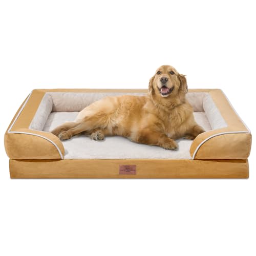 Comfort Expression Extra große Hundebetten, wasserdicht, orthopädisches Hundebett mit Nackenrolle, waschbares Hundebett, Sofa, Haustierbett mit abnehmbarem Bezug und rutschfester Unterseite (XL, von Comfort Expression