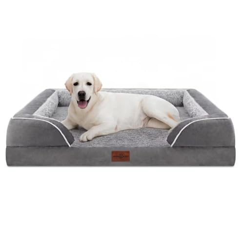 Comfort Expression Jumbo-Hundebett für extra große Hunde, wasserdicht, orthopädisches Hundebett, Jumbo-Rassen-Hundebett, PV, waschbares Hundesofabett mit abnehmbarem Bezug und rutschfester Unterseite von Comfort Expression