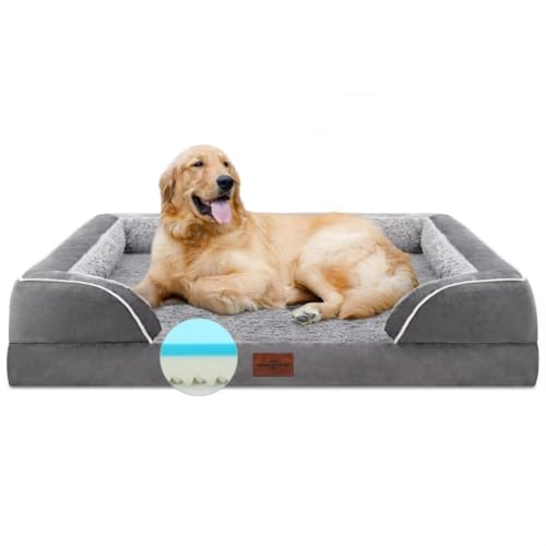 Comfort Expression Kühlendes Hundebett, orthopädisches Hundebett aus Memory-Schaum, Hundebetten für extra große Hunde, XL-Hundebett mit abnehmbarem Bezug, wasserdichtes Haustierbett, groß mit von Comfort Expression