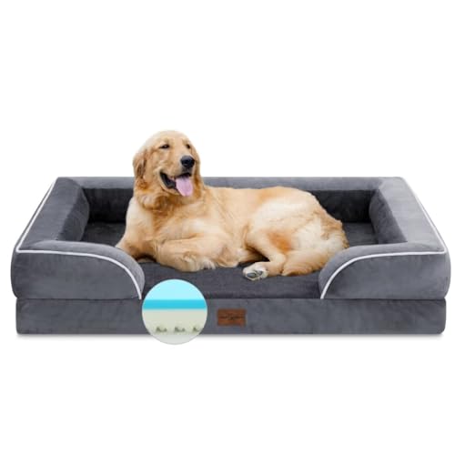 Comfort Expression Kühlendes Hundebett, orthopädisches Hundebett aus Memory-Schaum, Hundebetten für extra große Hunde, XL-Hundebett mit abnehmbarem Bezug, wasserdichtes Haustierbett, groß mit von Comfort Expression