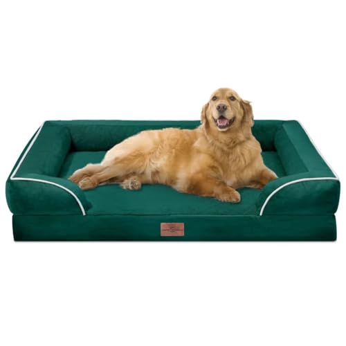 Comfort Expression Orthopädische Hundebetten, wasserdicht, extra große Hundebetten mit Nackenrolle, waschbares Hundebett, Sofa, Haustierbett mit abnehmbarem Bezug und rutschfester Unterseite (XL, von Comfort Expression