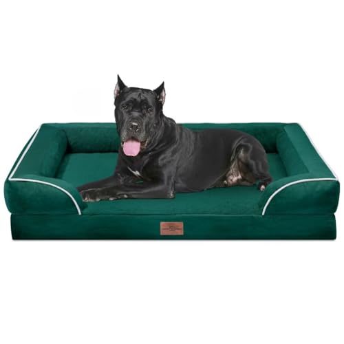 Comfort Expression Orthopädisches Hundebett, wasserdicht, XXL-Hundebetten für übergroße Hunde, waschbares Hundesofabett mit abnehmbarem Bezug und rutschfester Unterseite (XXL, Smaragd) von Comfort Expression