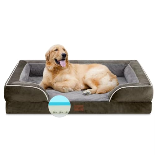 Comfort Expression Orthopädisches Hundebett aus Memory-Schaum, kühlendes Hundebett, Hundebetten für extra große Hunde, XL-Hundebett mit abnehmbarem Bezug, wasserdichtes Haustierbett, groß mit von Comfort Expression