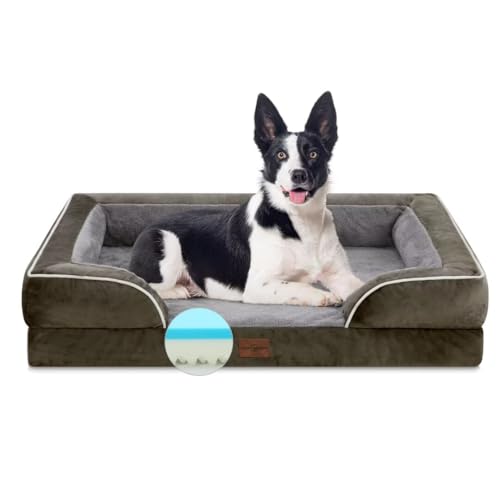 Comfort Expression Orthopädisches Hundebett aus Memory-Schaum, kühlendes Hundebett für große Hunde, wasserdichte Hundebetten, waschbares Hundebett mit abnehmbarem Bezug, Haustierbett, Hundesofa mit von Comfort Expression