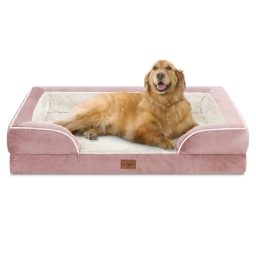 Comfort Expression Wasserdichtes orthopädisches Schaumstoff-Hundebett, XL, extra große Hunde mit Nackenrolle, waschbares Hundebett, Sofa, Haustierbett mit abnehmbarem Bezug und rutschfester Unterseite von Comfort Expression