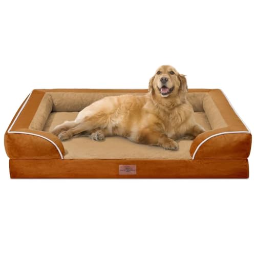 Comfort Expression XL-Hundebetten, wasserdichtes Hundebett mit Nackenrolle, extra große Hundebetten, orthopädisch, waschbares Hundebett, Sofa, Haustierbett mit abnehmbarem Bezug und rutschfester von Comfort Expression