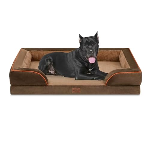 Comfort Expression XXL Hundebett, Wasserdichtes Orthopädisches Hundebett, Langlebiges PV Waschbares Hundesofa Bett Braun, Großes Hundebett mit Abnehmbarem Bezug mit Reißverschluss von Comfort Expression