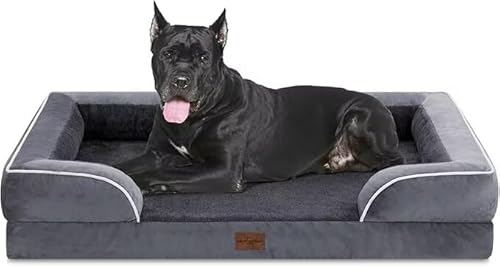 Comfort Expression XXL Hundebett, Wasserdichtes Orthopädisches Hundebett, Langlebiges PV Waschbares Hundesofa Bett Dunkelgrau, Großes Hundebett mit Abnehmbarem Bezug mit Reißverschluss von Comfort Expression