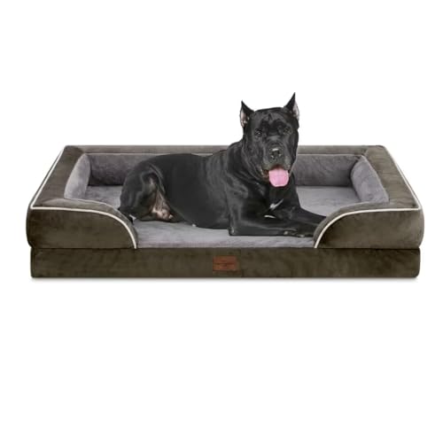 Comfort Expression XXL Hundebett, Wasserdichtes Orthopädisches Hundebett, Langlebiges PV Waschbares Hundesofa Bett Dunkelgrün, Großes Hundebett mit Abnehmbarem Bezug mit Reißverschluss von Comfort Expression