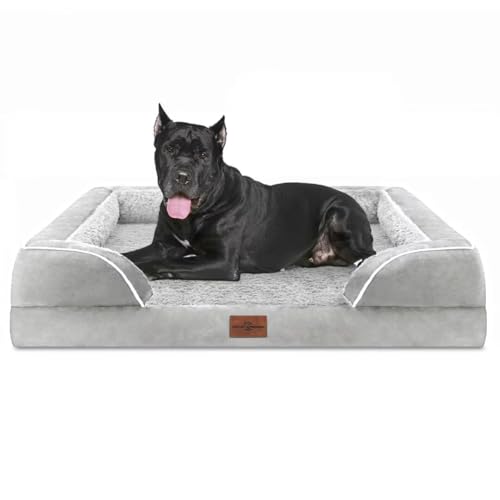 Comfort Expression XXL Hundebett Wasserdichtes Orthopädisches Hundebett Jumbo Hundebett für Extra Große Hunde Langlebiges PV Waschbar Hundesofa Bett Weiß Großes Hundebett mit Abnehmbarem Bezug mit von Comfort Expression