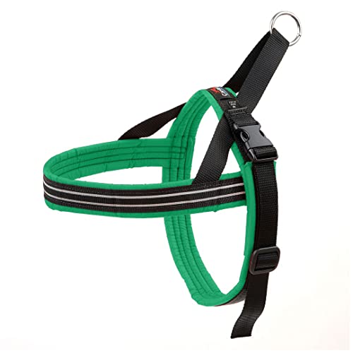 ComfortFlex Amerikanische Hundegeschirr, vollständig gepolstert, Nylon, Abriebfest, reflektierend, schnell passend, verstellbares Sportgeschirr für aktive Hunde (Größe M/L, Kelly Green) von ComfortFlex