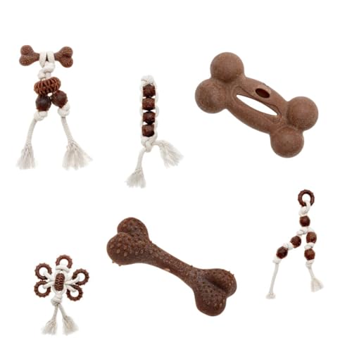 Ecomfy - Woody Eco Hundespielzeug-Set 2 (Snacky Bone 11cm, Dental Bone 12.5m, Toother 4 EL 20cm, Toother Bone 20cm, Toother 6 EL 26cm, Human) von Comfy