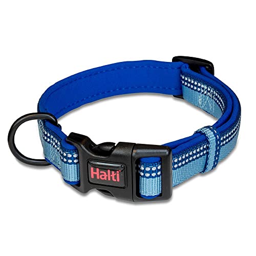 HALTI Komforthalsband - Hundehalsband mit Neoprenpolsterung, 3M-Reflektorgewebe und verstellbarer Riemen. Geeignet für kleine Hunde und Welpen (Größe S, Blau) von Company of Animals