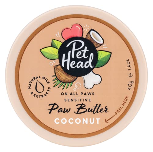 Pet Head On All Paws Kokospfotenbutter Feuchtigkeitsbalsam für Hundepfoten Beruhigt und pflegt Pfoten und Nasen Professionelle Pflege Sanfte Formel für Hunde und Welpen 40g von Company of Animals