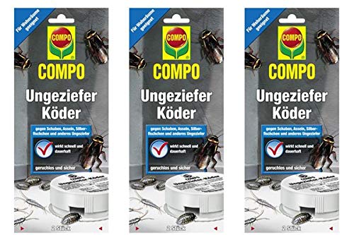 Compo Ungeziefer-Köder 3x2 Stück - Köderdose gegen Küchenschaben, Asseln, Silberfische, Spinnen usw. von Compo