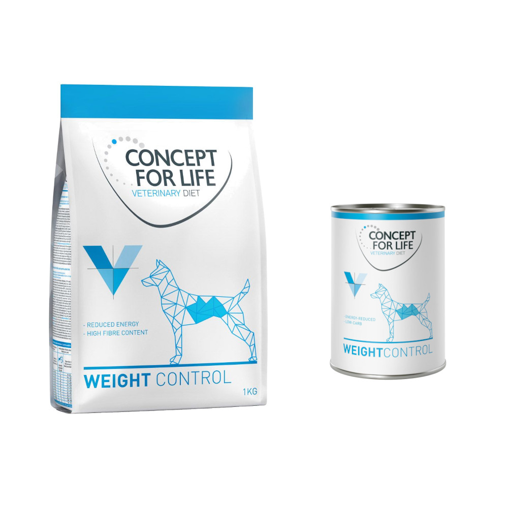 Kombi-Paket: Concept for Life Veterinary Diet Weight Control Hundefutter - 1 kg Trockenfutter + 6 x 400 g Nassfutter von Concept for Life VET