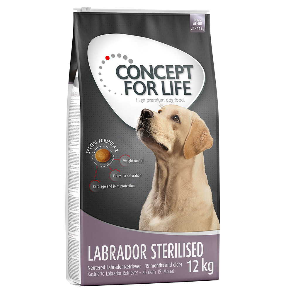 10 + 2 kg gratis! 12 kg Concept for Life Hundetrockenfutter - Labrador Sterilised (12 kg) von Concept for Life