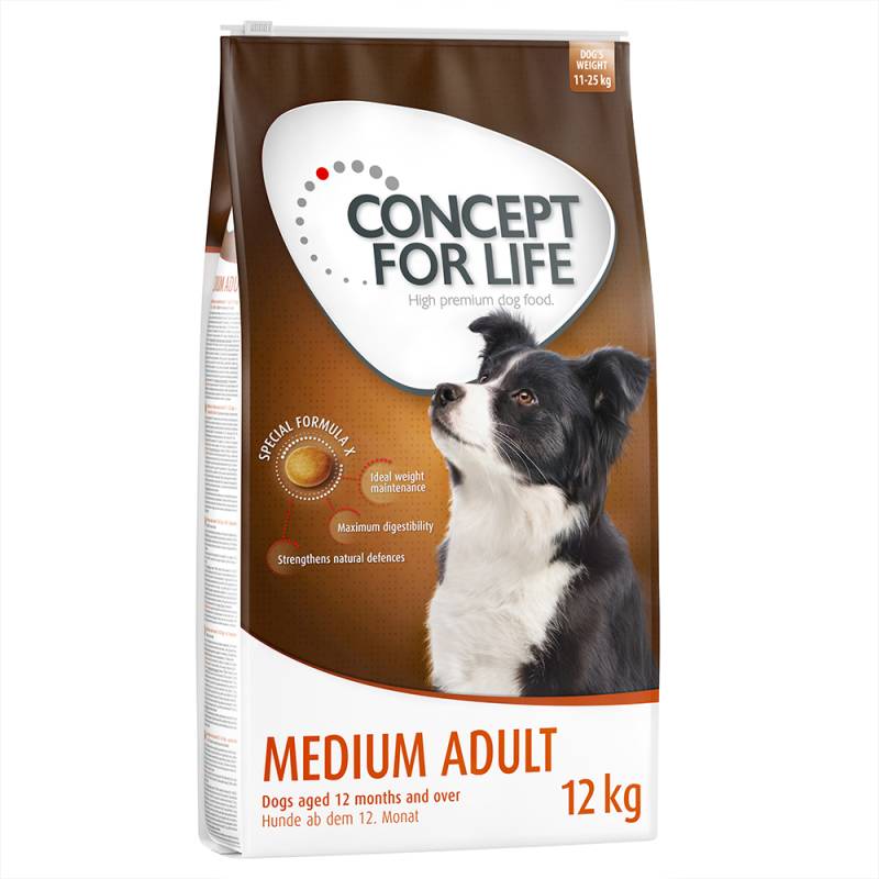 10 + 2 kg gratis! 12 kg Concept for Life Hundetrockenfutter - Medium Adult (12 kg) von Concept for Life