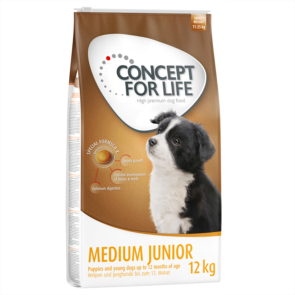 10 + 2 kg gratis! 12 kg Concept for Life Hundetrockenfutter - Medium Junior (12 kg) von Concept for Life