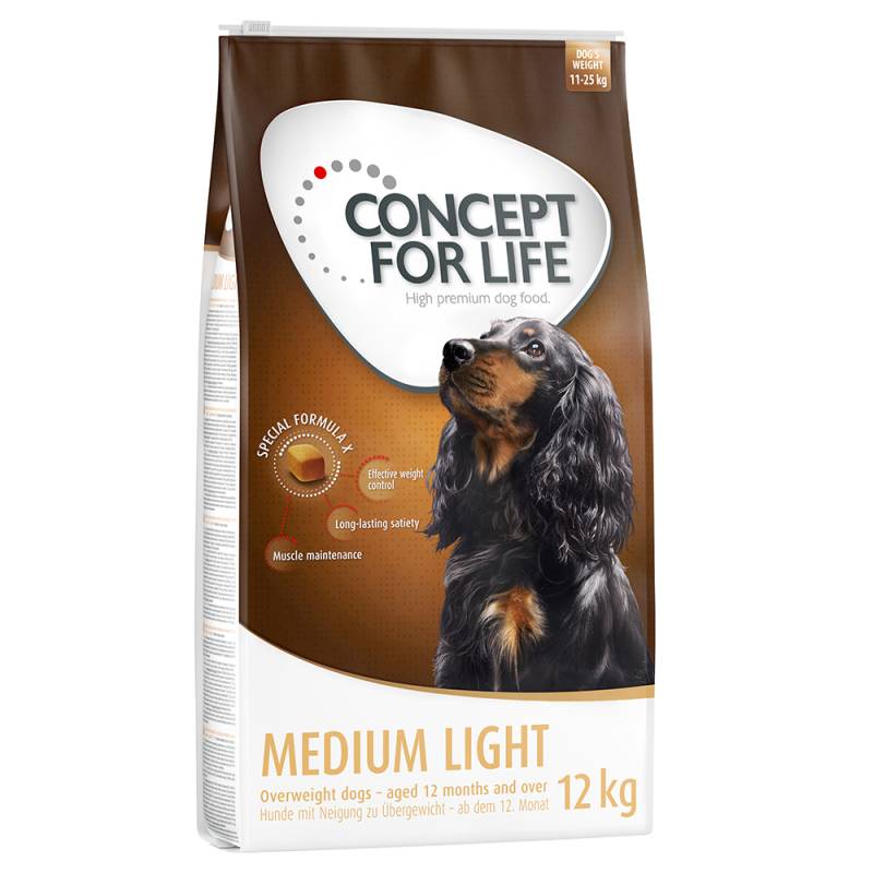 10 + 2 kg gratis! 12 kg Concept for Life Hundetrockenfutter - Medium Light (12 kg) von Concept for Life