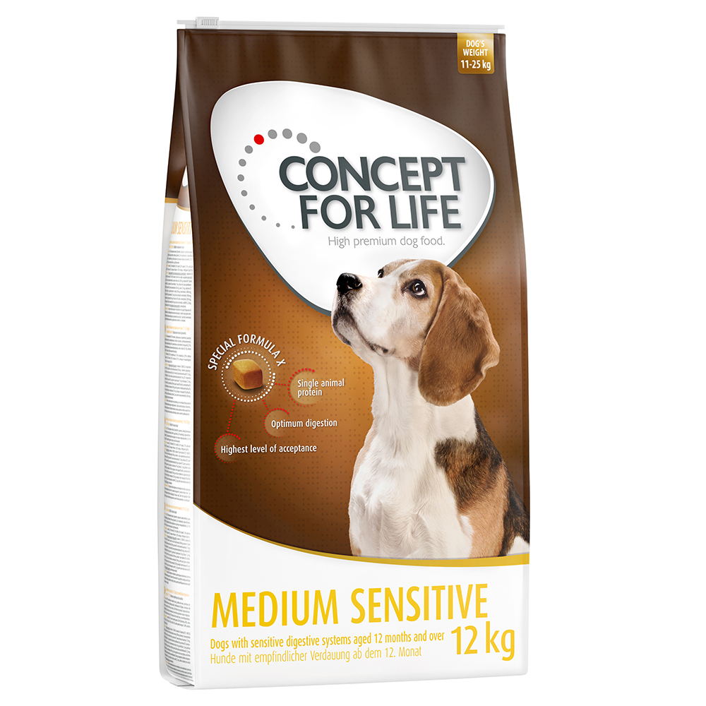 10 + 2 kg gratis! 12 kg Concept for Life Hundetrockenfutter - Medium Sensitive (12 kg) von Concept for Life