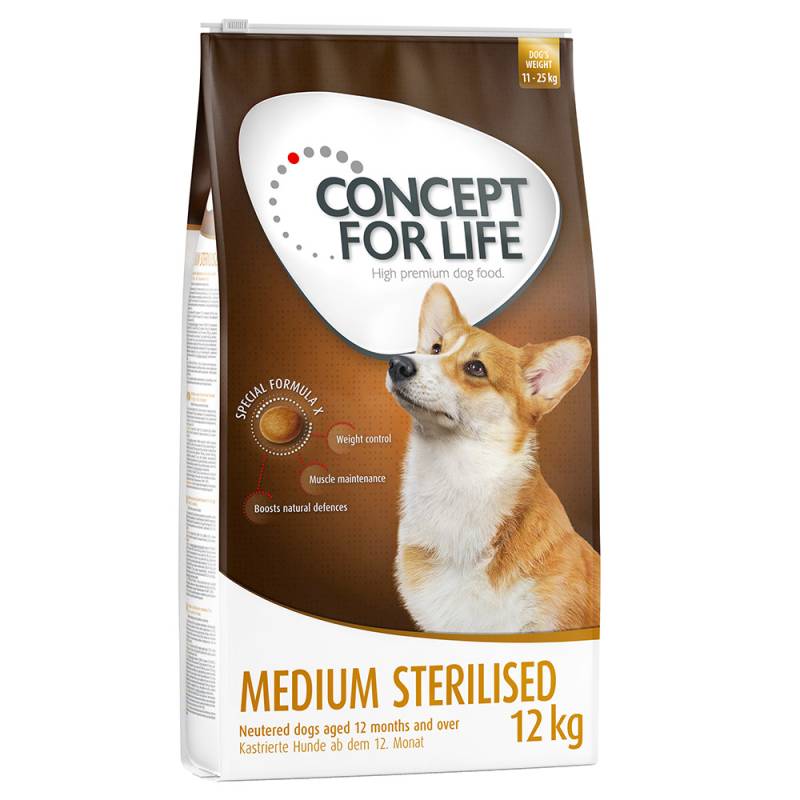 10 + 2 kg gratis! 12 kg Concept for Life Hundetrockenfutter - Medium Sterilised (12 kg) von Concept for Life