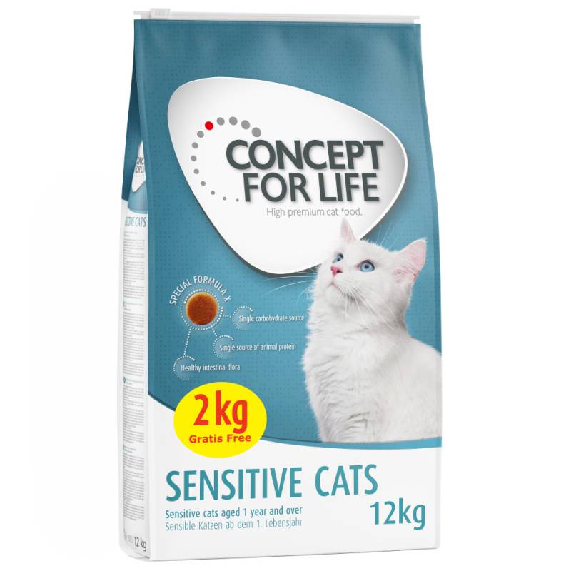 10 + 2 kg gratis! 12 kg Concept for Life für Katzen im Bonusbag - Sensitive (10 + 2 kg) von Concept for Life