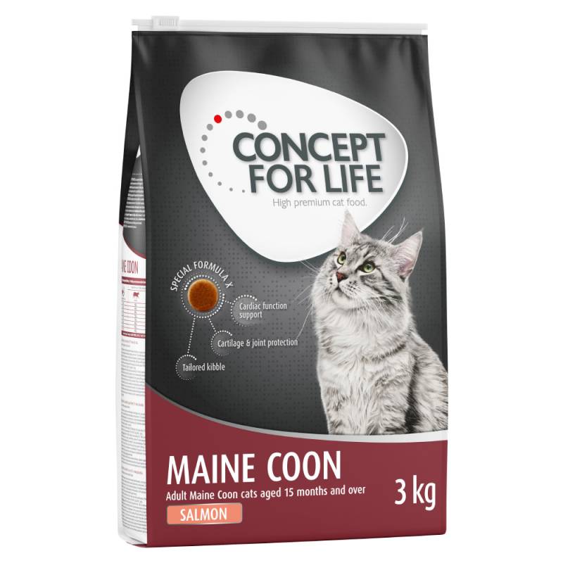 10 kg / 9 kg Concept for Life zum Sonderpreis! - Maine Coon Adult Lachs 3 x 3 kg von Concept for Life