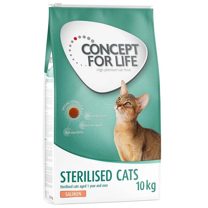 10 kg / 9 kg Concept for Life zum Sonderpreis! - Sterilised Cats Salmon 10 kg von Concept for Life