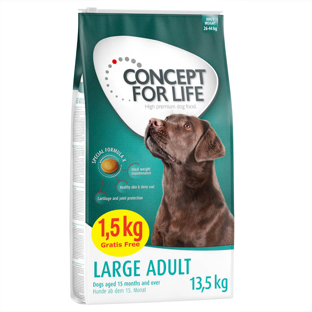 12 + 1,5 kg gratis! 13,5 kg Concept for Life für Hunde im Bonusbag - Large Adult (12 + 1,5 kg) von Concept for Life