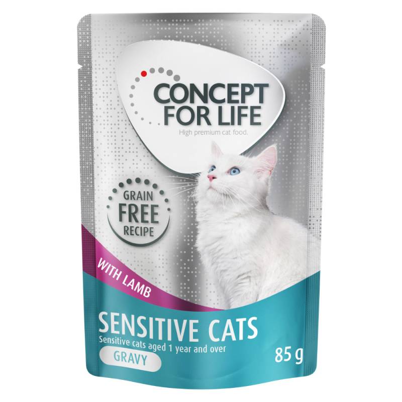 12 x 85 g Concept for Life getreidefrei zum Sonderpreis! - Senstive Cats Lamm - in Soße von Concept for Life