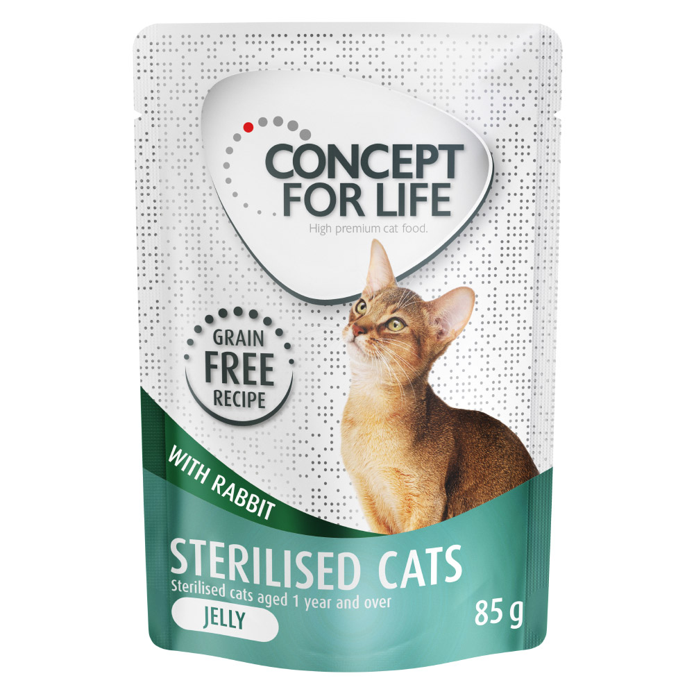 12 x 85 g Concept for Life getreidefrei zum Sonderpreis! - Sterilised Cats Kaninchen - in Gelee von Concept for Life