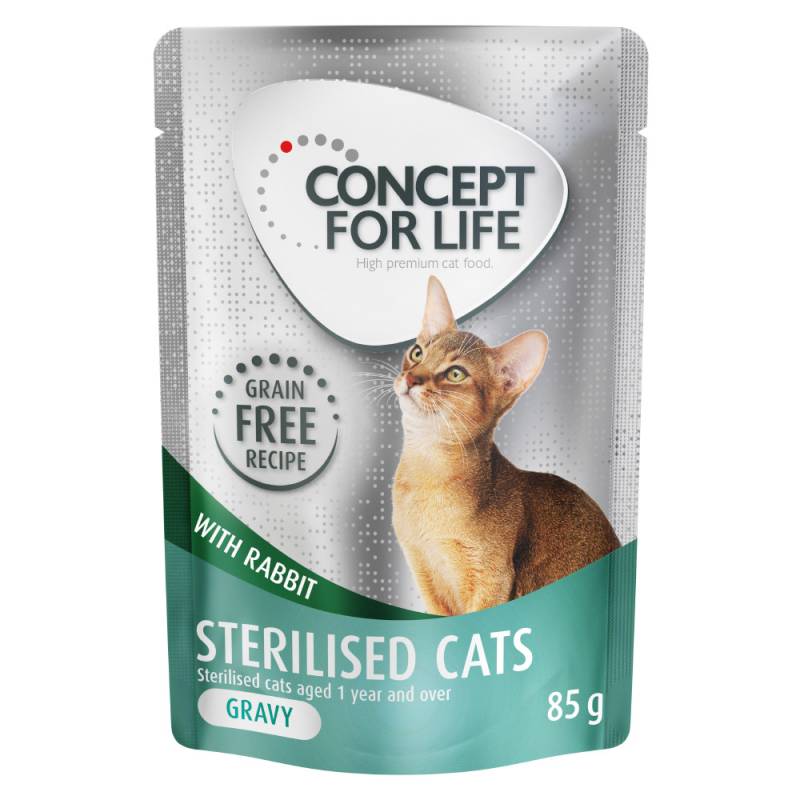 12 x 85 g Concept for Life getreidefrei zum Sonderpreis! - Sterilised Cats Kaninchen - in Soße von Concept for Life