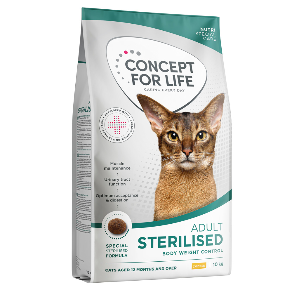 2 kg gratis! 10 kg Concept for Life - Sterilised Cats mit Huhn 2 kg gratis! 10 kg Concept for Life - Sterilised Cats mit Huhn von Concept for Life