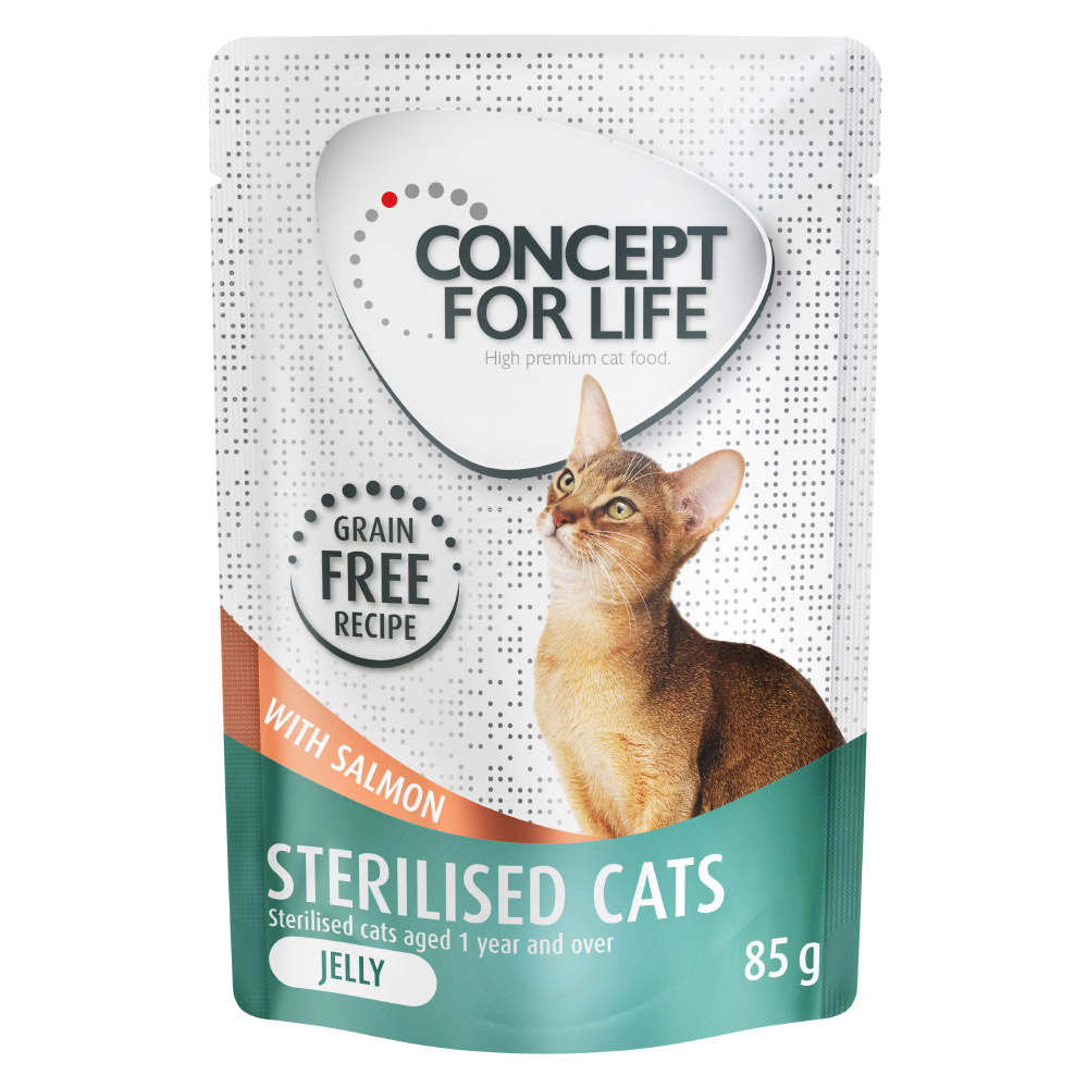 96 x 85 g Concept for Life zum Sonderpreis! - Sterilised Cats Lachs in Gelee (getreidefrei) von Concept for Life