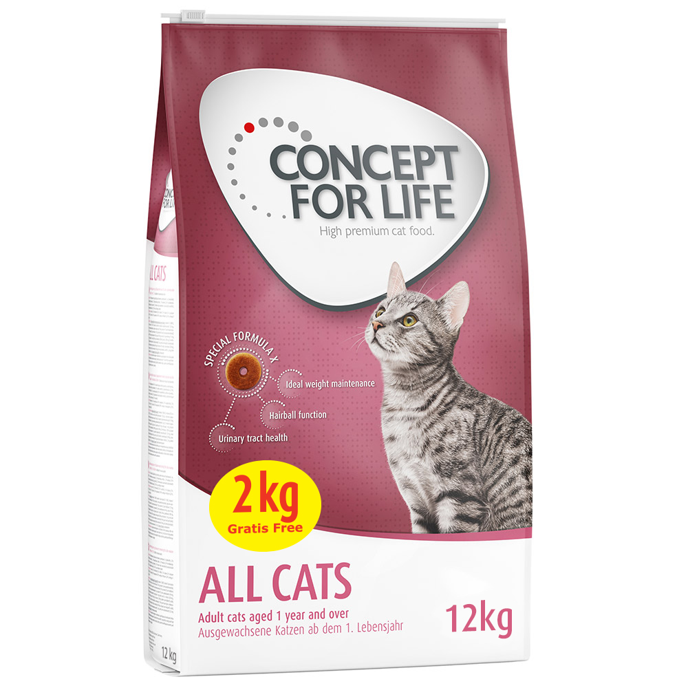 Concept for Life All Cats - Verbesserte Rezeptur! - 10 + 2 kg gratis! von Concept for Life