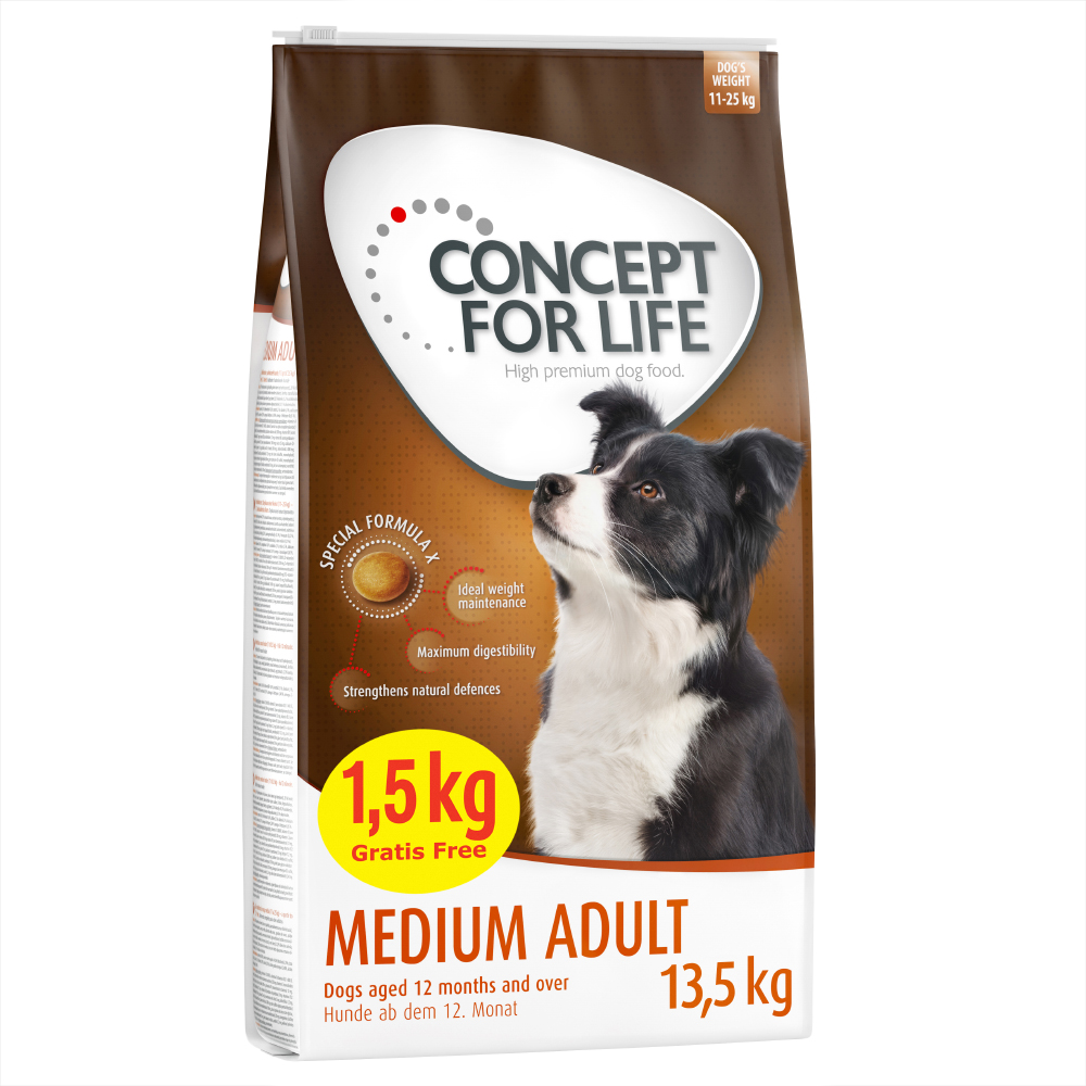 Concept for Life Medium Adult Trockenfutter - 12 + 1,5 kg gratis! von Concept for Life