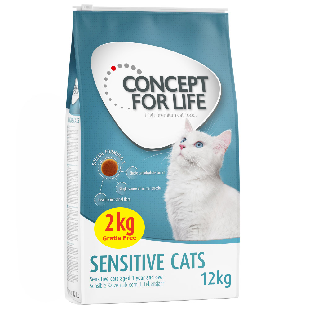 Concept for Life Sensitive Cats Trockenfutter - 10 + 2 kg gratis! von Concept for Life