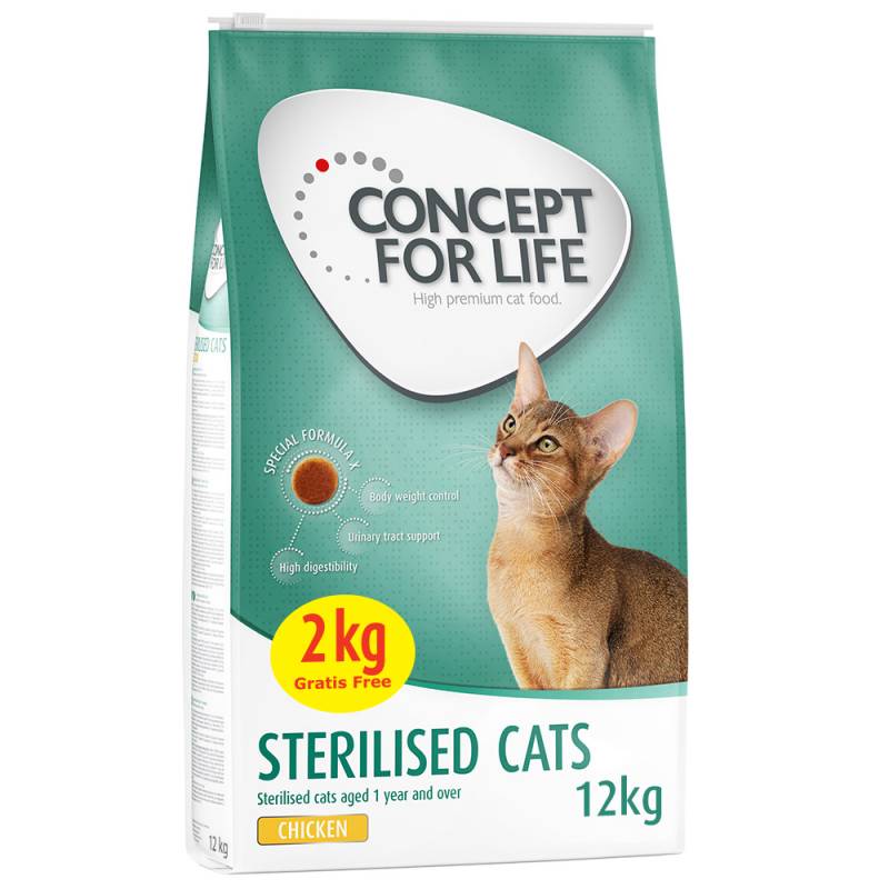 Concept for Life Sterilised Cats Trockenfutter mit Huhn - 10 + 2 kg gratis! von Concept for Life