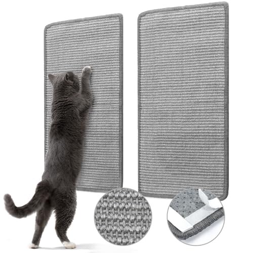 Conlun Kratzmatte Katze Wand,Natürlich Sisal Kratzteppich Katze,Horizontale Kratzmatte für Katzen,Katzenboden Kratzpad,Katzen Kratzmöbel,Ecken Kratzschutz für Sofas&Couch(M, 60x40 cm) von Conlun