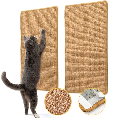 Conlun Kratzmatte Katze Wand,Natürlich Sisal Kratzteppich Katze,Horizontale Kratzmatte für Katzen,Katzenboden Kratzpad,Katzen Kratzmöbel,Ecken Kratzschutz für Sofas&Couch(M, 59x39 cm) von Conlun