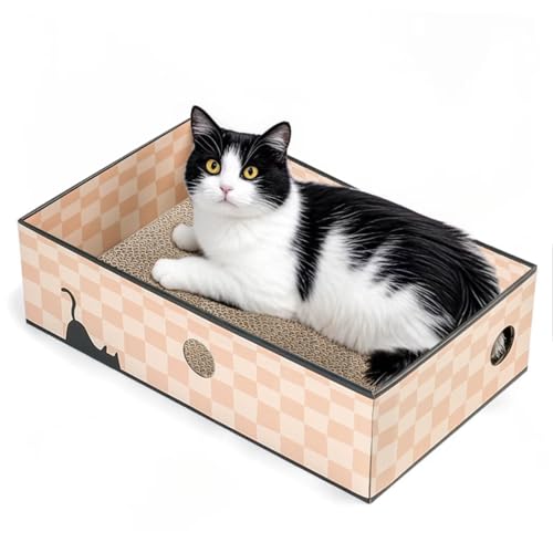 Conlun Kratzpads für Katzen Kratzbrett-Tragbare Katzenkratzbox mit Katzenkratzbrett-Robuste doppelseitige kratzpappe für Katzen und Kratzpappe für Katzen-Groß- Schachbrett von Conlun