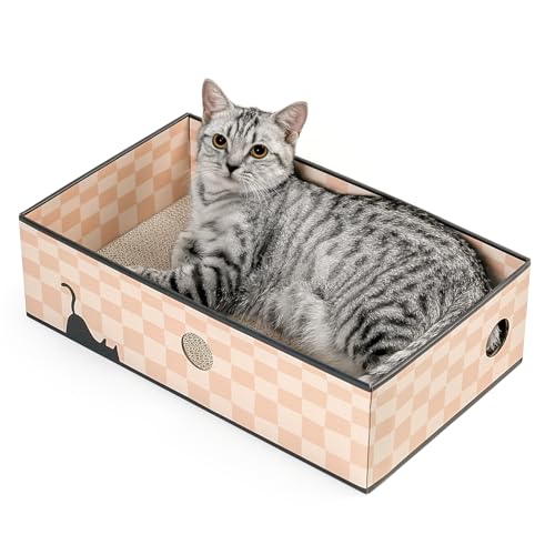 Conlun Kratzpads für Katzen Kratzbrett-Tragbare Katzenkratzbox mit Katzenkratzbrett-Robuste doppelseitige kratzpappe für Katzen und Kratzpappe für Katzen-Groß- Schachbrett von Conlun