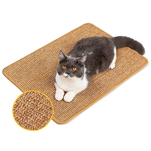 Conlun Kratzmatte Katze Wand,Natürlich Sisal Kratzteppich Katze mit Klettband,Horizontale Kratzmatte für Katzen,Katzenboden Kratzpad,Katzen Kratzmöbel,Ecken Kratzschutz für Sofas&Couch(M, 60x40 cm) von Conlun